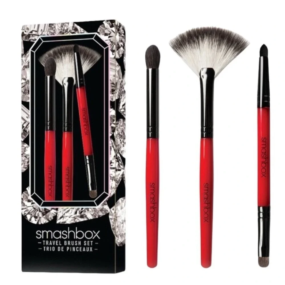 BRAND NEW Smashbox 3 Piece Travel Brush Set Fan Smudger‎ Shadow
